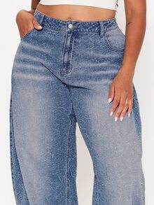 MUSERA Blue Denim Barrel Leg Jean Winter Autumn Everyday Casual Going Out Weekdaze - Blue - View 5