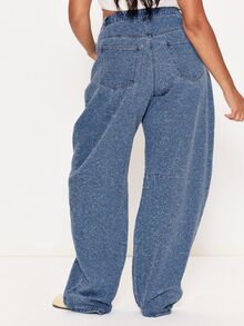 MUSERA Blue Denim Barrel Leg Jean Winter Autumn Everyday Casual Going Out Weekdaze - Blue - View 4