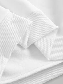 SHEIN 青少年女孩白色Y2K街頭風寬鬆抓絨連帽衛衣與寬腿褲2件套，舒適連帽衫秋季穿搭秋季服飾套裝居家日常穿著 - 白色 - 查看 8