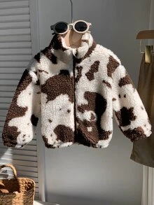 SHEIN Baby Boy Baby Girl Baby Boy Thermal Lined Thick Round Neck Pattern Long Sleeve Jacket Coat Versatile Comfortable Suitable For Autumn And Winter - Multicolor - View 5
