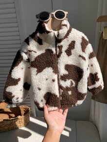 SHEIN Baby Boy Baby Girl Baby Boy Thermal Lined Thick Round Neck Pattern Long Sleeve Jacket Coat Versatile Comfortable Suitable For Autumn And Winter - Multicolor - View 4