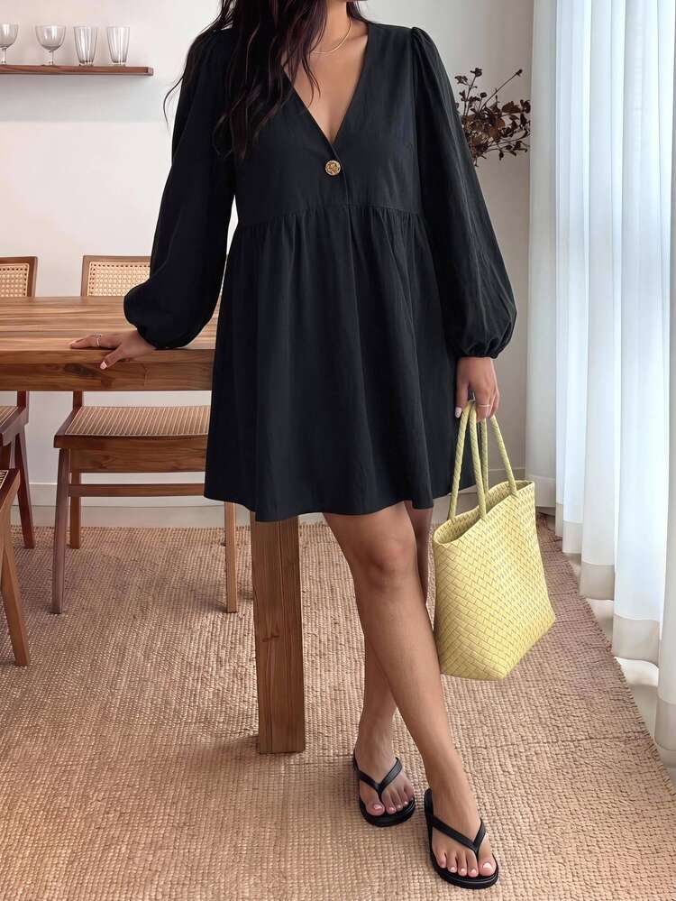 Enliva Dress Ukuran Plus - Hitam - View 5