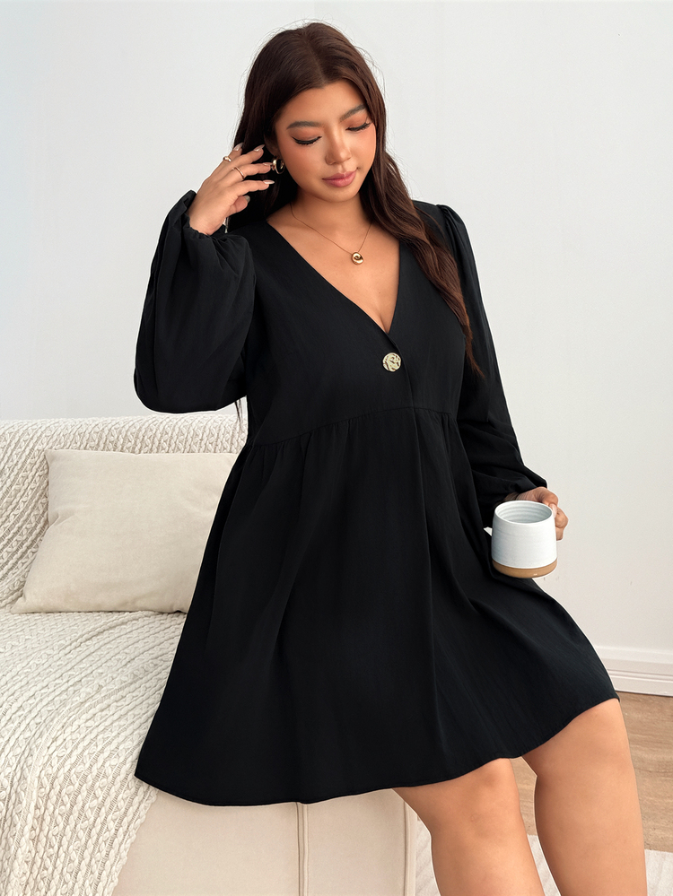 Enliva Dress Ukuran Plus - Hitam - View 3