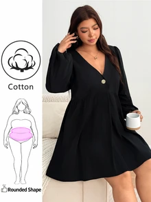 Enliva Plus Size Dresses Fall - Black - View 4