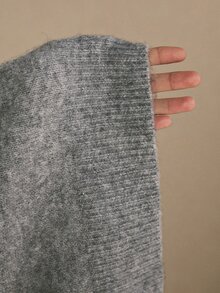 Poéselle 女款麻灰色 3D 花卉刺繡針織毛衣，圓領長袖寬鬆版型軟針織套頭衫，秋冬灰色毛衣 - 灰色 - 查看 8