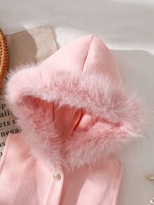 Baby Girl Autumn/Winter Sleeveless Hooded Overcoat - Pink - View 3