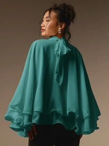 COSMINA Blus Chiffon Elegan Kasual Wanita - Hijau - View 2
