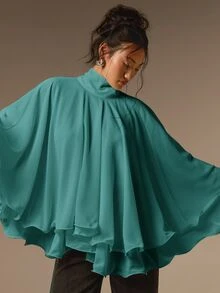 COSMINA Blus Chiffon Elegan Kasual Wanita - Hijau - View 4