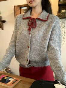 DAZY Women's Korean Style Long Sleeve Colorblock Collar Sweater, Autumn/Winter - Grey - View 5