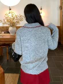DAZY Women's Korean Style Long Sleeve Colorblock Collar Sweater, Autumn/Winter - Grey - View 7