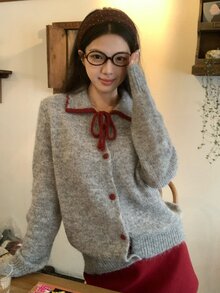 DAZY Women's Korean Style Long Sleeve Colorblock Collar Sweater, Autumn/Winter - Grey - View 4