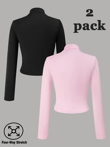 SHEIN Teen Girls Fall Clothes Gray Solid Color 3D Bone Line Stand Collar Zipper Front Slim Fit Long Sleeve Jacket,Random 1pc Sent, Fall, Casual, Minimalist - Multicolor - View 3