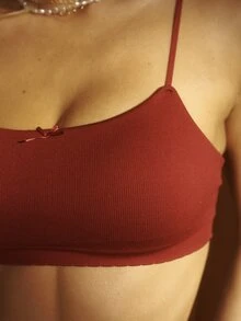 Aralina Women 2pcs Ribbed Pattern Seamless Cute Everyday Bralette And Shortie Two Piece Lingerie Set - Burgundy - View 5