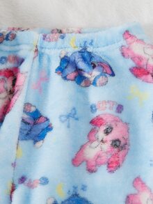 SHEIN 女童毛絨格紋長袖上衣長褲套裝 2件式仙女公主居家服 秋季睡衣 7歲生日嬰兒洗禮粉色 - 彩色 - 查看 5