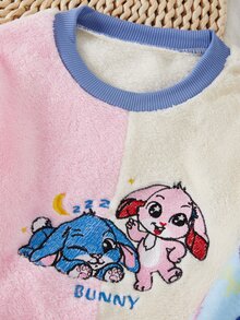 SHEIN 女童毛絨格紋長袖上衣長褲套裝 2件式仙女公主居家服 秋季睡衣 7歲生日嬰兒洗禮粉色 - 彩色 - 查看 6