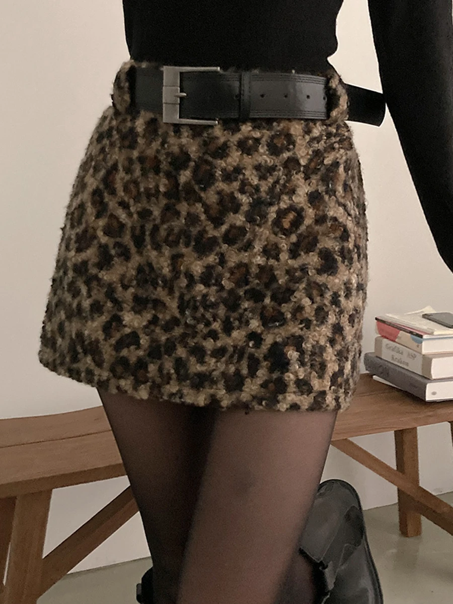 DAZY Women's Leopard Print Elegant Fashion Skirt - Coffee Brown - View 1