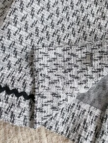 SHEIN 2pcs Tween Girls Elegant Black And White Tweed Dress And Jacket Set,Autumn School Style Outfit With 3D Floral Decor For Birthday,Party,Gatherings - Black and White - View 6