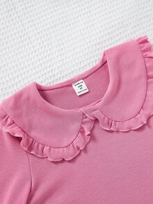 SHEIN 3pcs Young Girl Casual Fairy Cowgirl Comfortable Warm T-Shirt Set Autumn/Winter Holiday Summer Travel 3rd Birthday Pink Black White - Multicolor - View 6