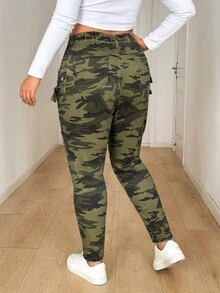 Jeanoix Plus Size Fashionable Camouflage Denim Skinny Jeans - Multicolor - View 2