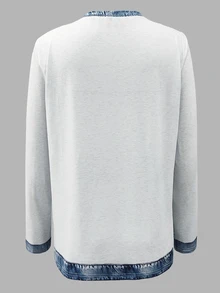 EMERY ROSE Women's Color Block Round Neck Long Sleeve T-Shirt - Multicolor - View 2