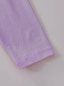 SHEIN Genkimix Kids 女童春/秋季新款熱銷休閒舒適時尚寬鬆版型黑/白/灰3色圓領素色極簡長袖T恤，適合旅行與運動穿著 - 彩色 - 查看 3