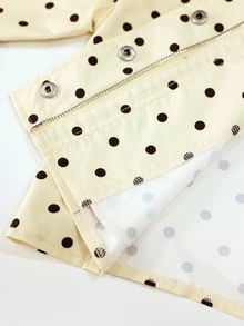 SHEIN PETITE Women's Polka Dot Pattern Long Sleeve Side Stripe Casual Jacket - Yellow - View 9