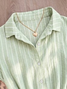 Franclia Women's Striped Short Sleeve Top And Shorts Casual Daily 2 Pieces Set - Green - View 3
