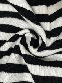 Easowa Women's Striped Casual Versatile Daily Outing Long Sleeve Cardigan - Black and White - View 7