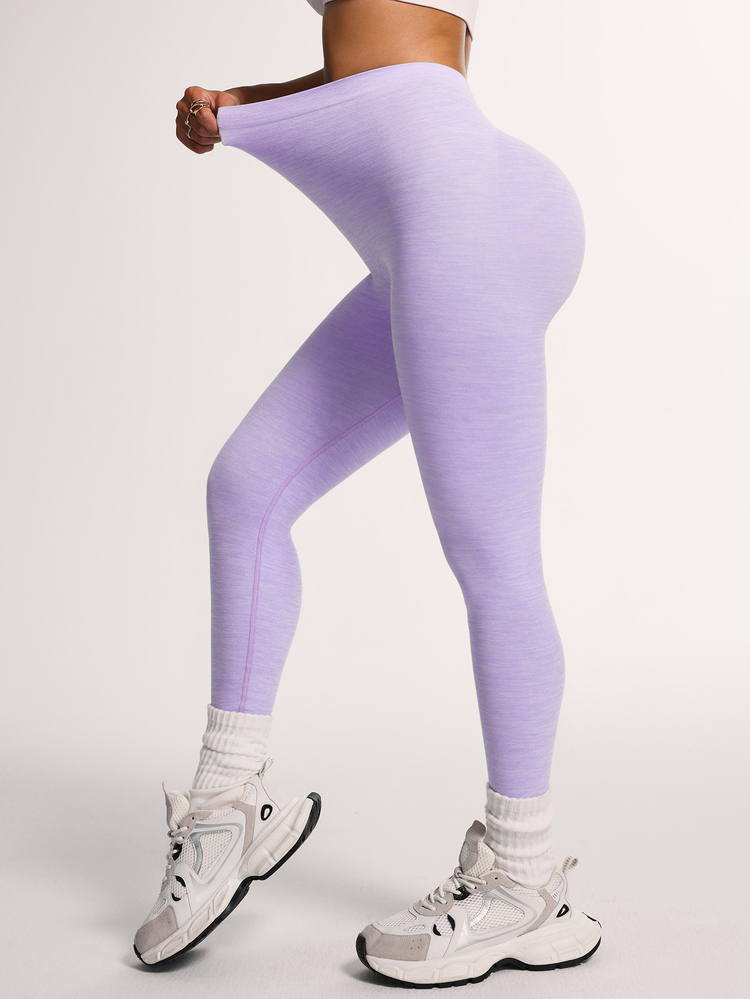 Slayform Slayform Minimalist Solid Color High Waist Seamless Leggings Yoga Women Pants - Purple - View 5