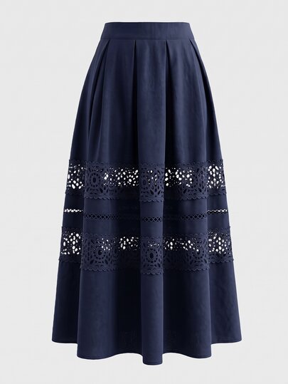 Roveilla Women's Plus Size Long Skirt, Lace Trim Skirt, Lace Skirt, Elegant Clothing, Casual Clothing, Sophisticated Clothing, Exquisite Skirt, Plus Size Skirt