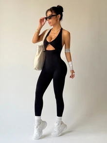 Slayform Slayform Seamless High Elasticity Racerback Sports Jumpsuit With Lifting Effect - Black - View 7