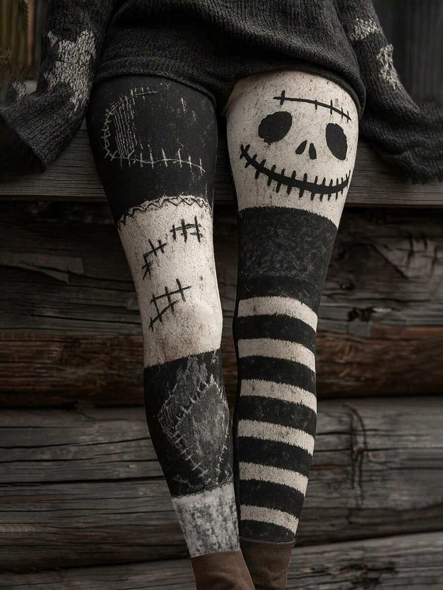 EMERY ROSE Legging Wanita Ukuran Besar Berpinggang Tinggi dengan Motif Halloween, Bergaya dan Nyaman, Cocok untuk Dipakai Sehari-hari, dan Juga Pilihan Sempurna untuk Halloween. - MultiWarna - View 1