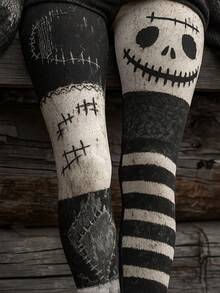 EMERY ROSE Legging Wanita Ukuran Besar Berpinggang Tinggi dengan Motif Halloween, Bergaya dan Nyaman, Cocok untuk Dipakai Sehari-hari, dan Juga Pilihan Sempurna untuk Halloween. - MultiWarna - View 3