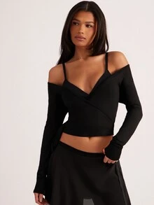 Slayform Slayform Women's Casual Tie-Up Long Sleeve Perforated Texture T-Shirt, Sporty & Versatile For All Seasons - Black - View 6