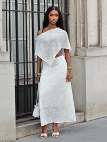 Mima John Women's Green Hollow-Out Minimalist Sheer Casual Vacation Style Knit Cover Up Cover Up, Summer - White - View 3