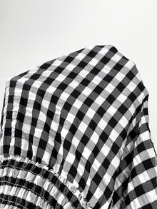 Enliva Plus Size Women's Vacation Loose Plaid Dress Fall - Black and White - View 3