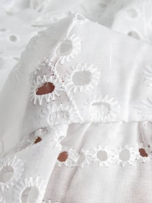 Momance Maternity Top Solid Color Hollow Out Elegant Chic Blouse Summer Babyshower Birthday White - White - View 9