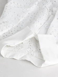 Momance Maternity Top Solid Color Hollow Out Elegant Chic Blouse Summer Babyshower Birthday White - White - View 7