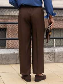 YOUESAWY YOUESAWY Men's Coffee Brown Suit Pants, Loose Casual Versatile Business Commute Straight Leg Trousers - Khaki - View 2
