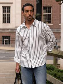YOUESAWY YOUESAWY Men's White Retro Long Sleeve Shirt, Autumn Style - White - View 1