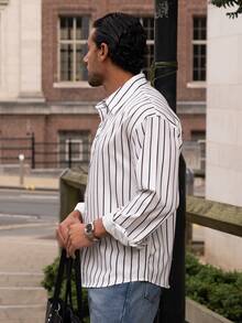 YOUESAWY YOUESAWY Men's White Retro Long Sleeve Shirt, Autumn Style - White - View 4