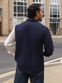 YOUESAWY YOUESAWY Men's Corduroy Multi-Color Contrast Patchwork Design Casual Fashion Minimalist Commute Street Style Summer New Long Sleeve Shirt - Baby Blue - View 2