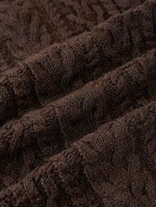 SHEIN Clasi Women's Cable Knit Single-Breasted Casual Vest, Simple And Elegant - Brown - View 7