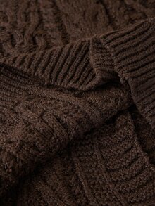 SHEIN Clasi Women's Cable Knit Single-Breasted Casual Vest, Simple And Elegant - Brown - View 9