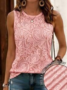 EMERY ROSE Women's Floral Print Round Neck Casual Tank Top, Comfortable Daily Wear Shirt For Summer - Multicolor - View 1