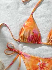 SHEIN Swim 女士随机印花吊带比基尼套装，夏季 - 彩色 - 查看 5