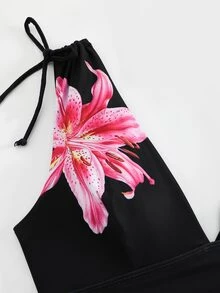 Costavie Baju Renang Bikini Wanita Model One-Piece Tanpa Kawat dengan Tali Serut dan Potongan V Dalam - MultiWarna - View 7