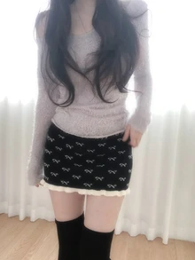 DAZY Women's Bowknot Autumn/Winter Korean Style Skirt - Black - View 3