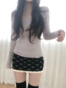 DAZY Women's Bowknot Autumn/Winter Korean Style Skirt - Black - View 6