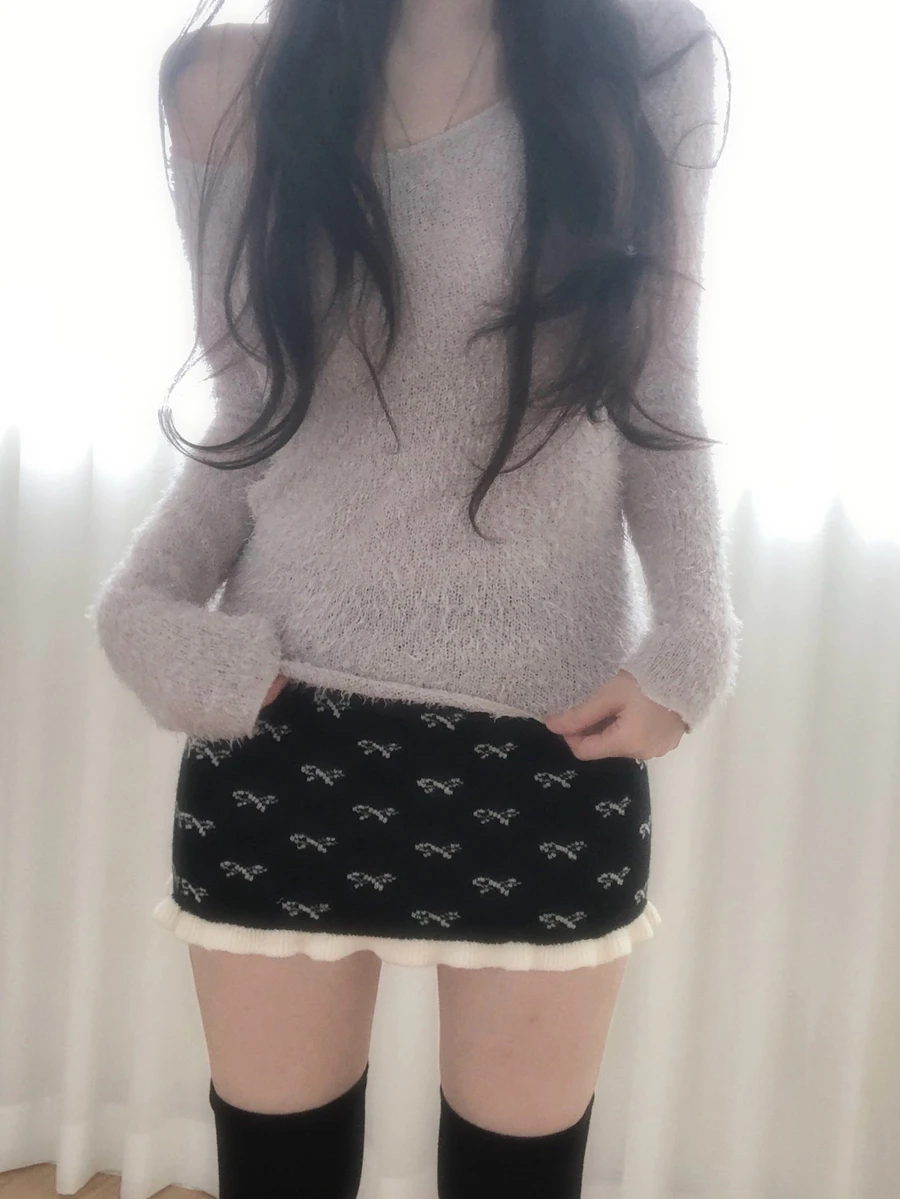 DAZY Women's Bowknot Autumn/Winter Korean Style Skirt - Black - View 1